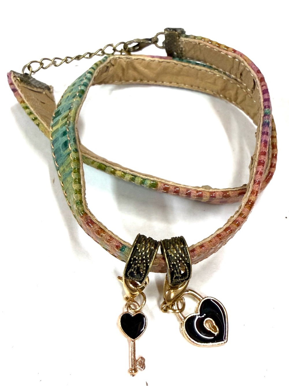 Handmade from repurposed leather wrap bracelet nsb with lobster clasp and charms